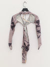OUDE WAAG 25 Autumn/Winter Knot Stretch Velvet Bodysuit OW-OW-25AW-BD01P2WI018-MHYH Beige Gray Print